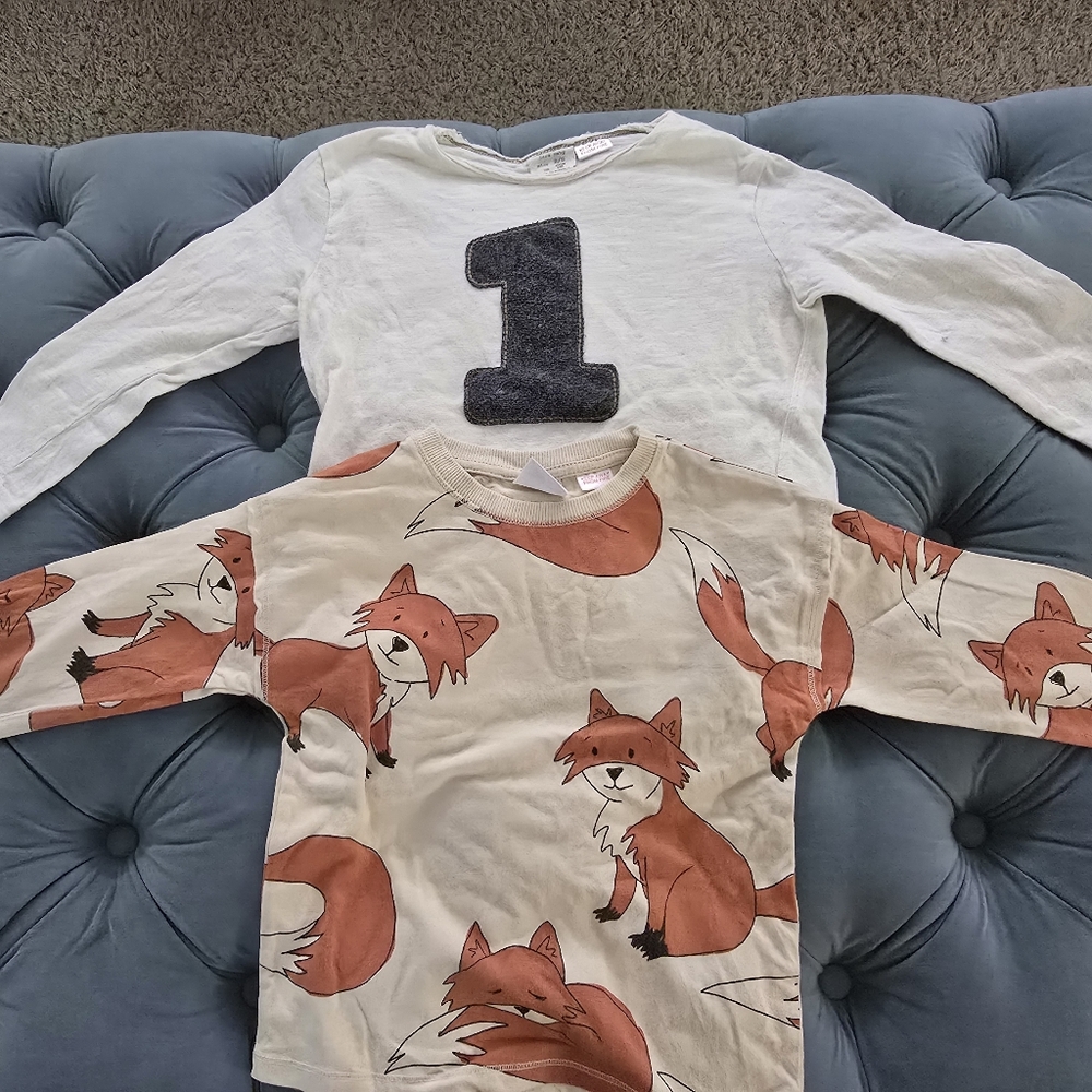 Zara Kids Fox Print and Number 1 Shirts